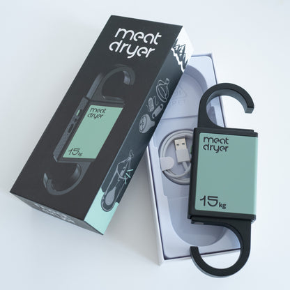 Meatdryer with packaging on a white background